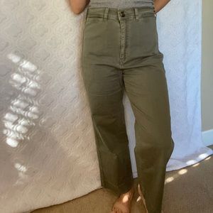 Green pants, straight leg